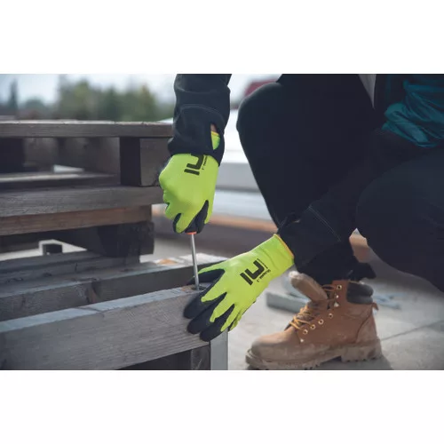 SALANGANA kesztyű pes/latex sárga 7