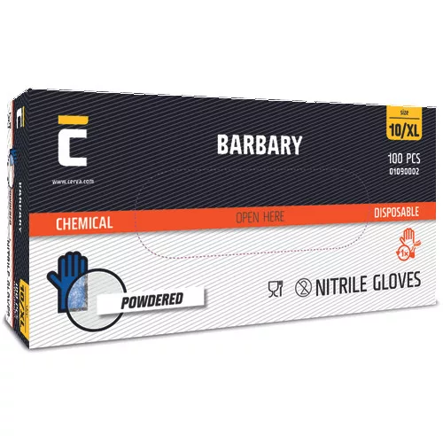BARBARY kesztyű, nitril puderes S - 7
