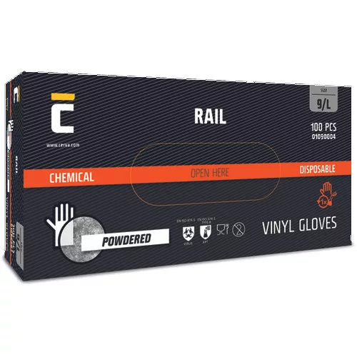 RAIL kesztyű vinil púderes XL-10