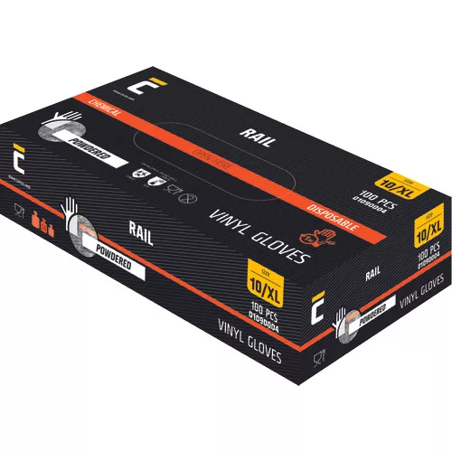 RAIL kesztyű vinil púderes XL-10