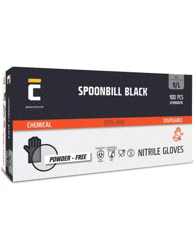 SPOONBILL BLACK nitril púdermentes M-8