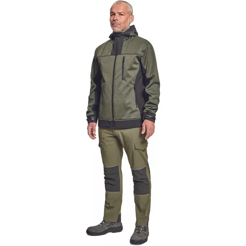 HUYER SOFTSHELL kabát olajzöld L