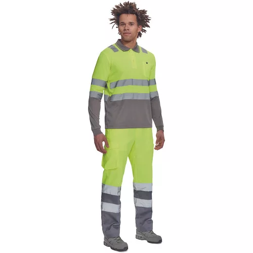 LEON HV póló hosszú ujjú sárga/szürke5XL