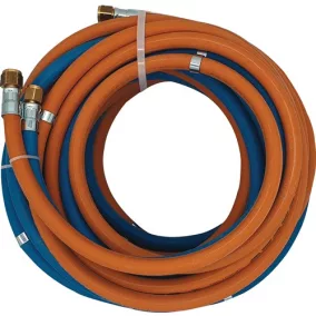   Autogén gáztömlő 6/9x5/3,5mm 1/4 hüvelykes jobb/3/8 hüvelykes bal oldali tömlőtartóval szerelve L.5m