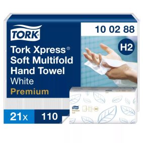   Tork Xpress® Soft tömörített multifold hajtogatott kéztörlő - 2 rétegű, hófehér, 170 lap (Karton - 12 csomag)