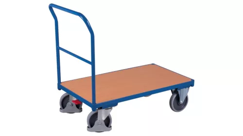 Tolókaros kocsi, rakodófelület hxsz 1030x700 mm, külső méretek hxszxm 1125x700x1015 mm, teherbírás 500 kg, ral 5010 enciánkék