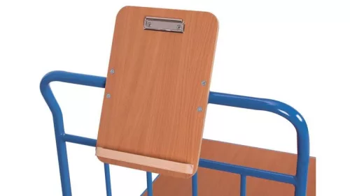 Tolókaros kocsi, rakodófelület hxsz 1230x800 mm, külső méretek hxszxm 1325x800x1015 mm, teherbírás 500 kg, ral 5010 enciánkék