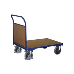   Végfalú kocsi fa fallal, rakodófelület hxszxm 880x500 mm, külső méretek hxszxm 975x500x975 mm, teherbírás 400 kg, ral 5010 enciánkék