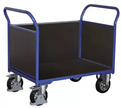 Nagy teherbírású, háromfalú kocsi, rakodófelület hxsz 1600x800mm, külső méretek hxszxm 1730x800x1015 mm, teherbírás 1000 kg