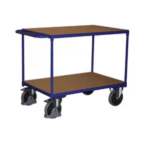   Nagy teherbírású asztalkocsi, 2 rakodófelülettel hxsz 850x500 mm, külső méretek hxszxm 1040x500x880 mm, teherbírás 400 kg, ral 5010 enciánkék