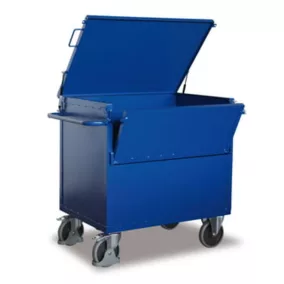   Lemezdobozos kocsi, fedéllel, rakodófelület hxszx990x690 mm, külső méretek hxszxm 1165x730x1115 mm, teherbírás 500 kg