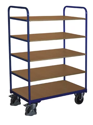 Többszintes kocsi, 5 rakodófelülettel hxsz 850x500 mm, külső méretek hxszxm 910x500x1530 mm, teherbírás 250 kg
