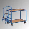 Komissiózó kocsi, 2 rakodófelülettel hxsz 985x590 mm, 2 lépcsős létra, külső méretek hxszxm 1455x625x1320 mm, teherbírás 250 kg