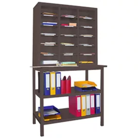   Rendezőpolc, széxméxma 1000x700x1950 mm, 3x6 rekesz, polcmélység 400 mm, tárolóasztal maxmé 950x600 mm 2 polccal, ral 7016 antracit