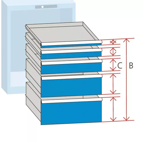 Fiókos szekrényház elektronikus kombinációs zárral, szé x mé x ma 1023x572x1000 mm, ral 5012