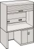 Munkaállomás rendszer széxméxma 1434x725x1900 mm, ral 7035, 1 felső szekrény redőnnyel, 1 alsó szekrény, 1 vasalatszekrény