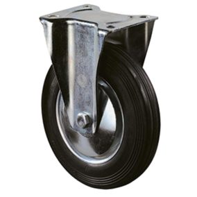   Szállítóeszköz fix görgő, fekete gumi, átmérő. 80 mm, teherbírás 50 kg, görgőscsapágy, csavaros lemez