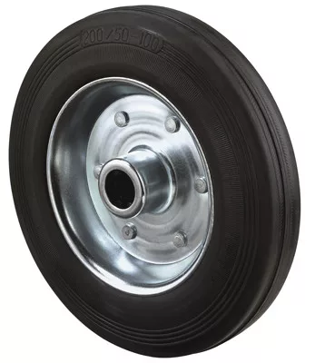 Szállítóeszköz kerék, fekete gumi, átmérő. 100 mm, teherbírás 70 kg, görgőscsapágy