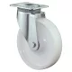 Nagy teherbírású forgógörgő, fehér műanyag, átmérő. 125 mm, teherbírás 700 kg, golyóscsapágy, csavaros lemez