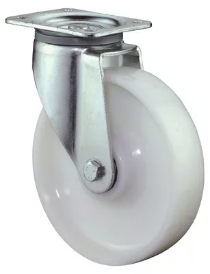 Nagy teherbírású forgógörgő, poliuretán 95+/-3 piros, átmérő. 100 mm, teherbírás 400 kg, golyóscsapágy, csavaros lemez