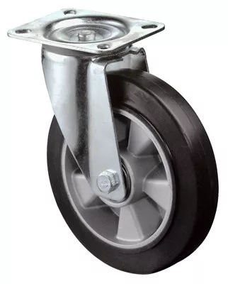 Szállítóeszköz forgógörgő, poliuretán, 95+/-3 piros, átmérő. 80 mm, teherbírás 120 kg, golyóscsapágy, csavaros lemez