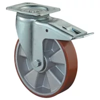 Szállítóeszköz forgógörgő reteszelő mechanizmussal.
