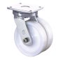   Nagy teherbírású dupla forgógörgő, fehér műanyag, átmérő. 100 mm, teherbírás 800 kg, golyóscsapágy, csavaros lemez