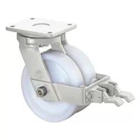 Nagy teherbírású, dupla forgóvillás görgő reteszelőszerkezettel