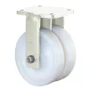 Nagy teherbírású dupla fix görgő, fehér műanyag, átmérő. 100 mm, teherbírás 800 kg, golyóscsapágy, csavaros lemez