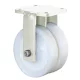 Nagy teherbírású dupla fix görgő, fehér műanyag, átmérő. 100 mm, teherbírás 800 kg, golyóscsapágy, csavaros lemez
