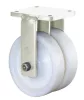 Nagy teherbírású dupla fix görgő, fehér műanyag, átmérő. 100 mm, teherbírás 800 kg, golyóscsapágy, csavaros lemez