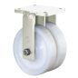   Nagy teherbírású dupla fix görgő, fehér műanyag, átmérő. 100 mm, teherbírás 800 kg, golyóscsapágy, csavaros lemez