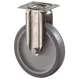 Rozsdamentes acél fix görgő, termoplasztikus. gumi szürke, átmérő 50 mm, teherbírás 40 kg, siklócsapágy, csavaros talp