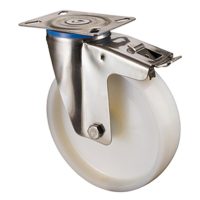 Rozsdamentes acél szállítóeszköz beálló görgő reteszelő mechanizmussal