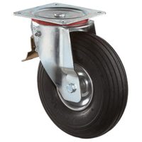 Szállítóeszköz forgógörgő reteszelő mechanizmussal.