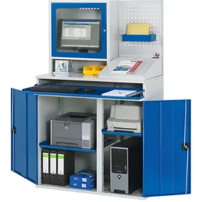   Gardrób, széxméxma 1100x520x1060/1770 mm, 2 kihúzható polc, monitorház mélysége 250 mm, írólap, perforált panellap