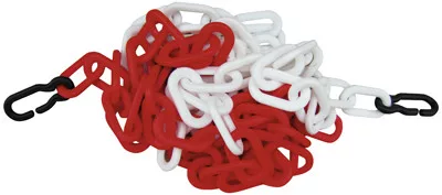 Műanyag lánc, hossza 3 m, piros-fehér, 2 univerzális horoggal, pp kivitel, 3 darabos csomag