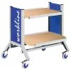 Asztalkocsi, 1500/900 magasságban állítható és kihúzható polcokkal, 3x bükk multiplex 810x610 mm, széxméxma 900x610x1510 mm, ral 7035/5013
