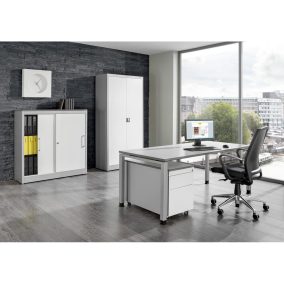   Íróasztal, széxméxma 1600x800x680-760 mm, 4 lábú váz, fehér asztallap, multiplex élzárás, fehér alumínium váz