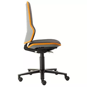 Munkahelyi forgószék, állandó érintkezésű, görgőkkel, szürke rugalmas szalaggal, kárpit nélküli alapszék, ülésmagasság 450-620 mm, din 68877