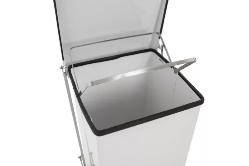 Ipari pedálos szemetes, űrtartalom 27 liter, fehér, acél, széxméxma 360x370x440 mm, súly 7,88 kg
