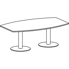   Tárgyalóasztal, széxméxma 2000x800/1200x720 mm, hordó alakú, világosszürke asztallap, ezüst oszlop, antracit lábazat