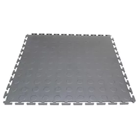  Munkahelyi padlóelem beépülő rendszerben, 500x500 mm, 5 mm vastagságú, újrahasznosított pvc-ből, dombornyomott felülettel, fekete színű, 4 darabos csomag