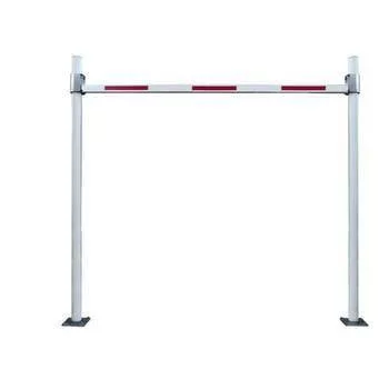 Merev magassághatároló, 5 m-es blokkszélesség, állítható. akár 3,8 m szabad magasság, 101,6x2,9 mm-es horganyzott tartók, 86x46 mm-es alumínium korlátgerendák