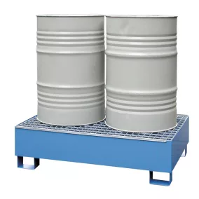   3 mm-es acéllemezből készült kármentő, ral 5015, 1 db 200 l-es hordóhoz, függőleges tárolás, 210 l, széxméxma 810x820x450 mm