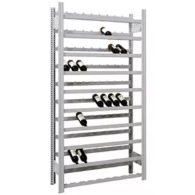   Borosüveg-tartó, alsó rész, széxméxma 1005x300x2000 mm, 90 palack befogadására alkalmas, 10 tárolószint