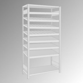   Apróalkatrész polc modul 5, alap rész, széxméxma 1005x500x2000 mm, 2 horganyzott polc, 3 ferde polc ütközővel, 4 ferde polc 9 vezetősodronyval