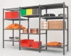 Többcélú, csavarmentes polcrendszer, csavarmentes polcrendszer, alsó rész széxméxma 1260x600x2000 mm, polcterhelés 460 kg, 4 szint, tömör lemez polcok, tartók és polcok ral 7024 grafitszürke színben