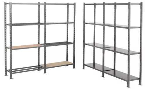 Többcélú, csavarmentes polcrendszer, csavarmentes polcrendszer, alsó rész széxméxma 1260x1000x2000 mm, polcterhelés 460 kg, 4 szint, tömör lemez polcok, tartók és polcok ral 7024 grafitszürke színben