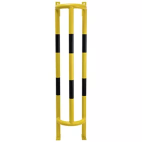   Csővédő, fali és padlóra szerelhető, acélcső 48 mm, szé x mé x ma 350x300x1500 mm, tűzihorganyzott, sárga bevonattal, fekete csíkokkal, padló-/fallemezekkel